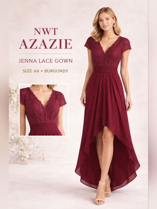 Azazie Dresses & Skirts - AZAZIE Jenna Burgundy Lace Bridesmaid Dress Wine Formal Gown NWT Size 6